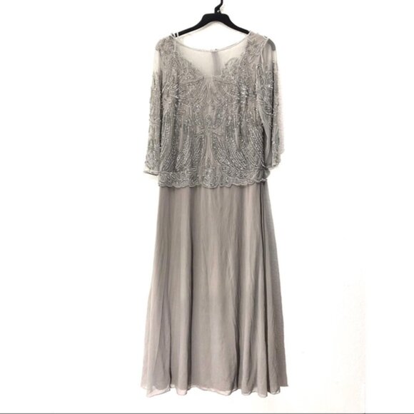 Pisarro Nights Beaded & Sequined Long Mesh Gown - Picture 4 of 7